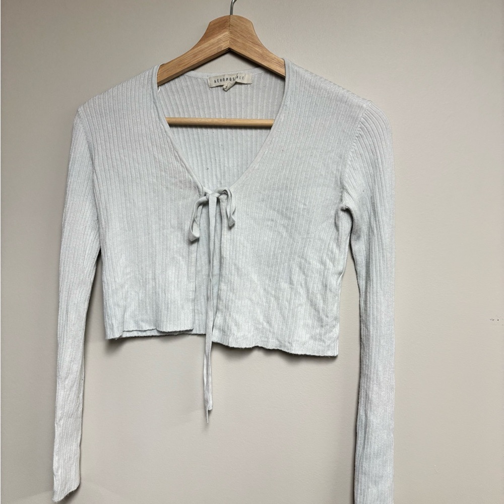 White Long Sleeve Ribbed Top